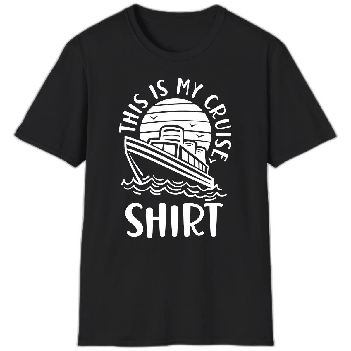This Is My Cruise Ship Vintage Nautical T-Shirt in Black