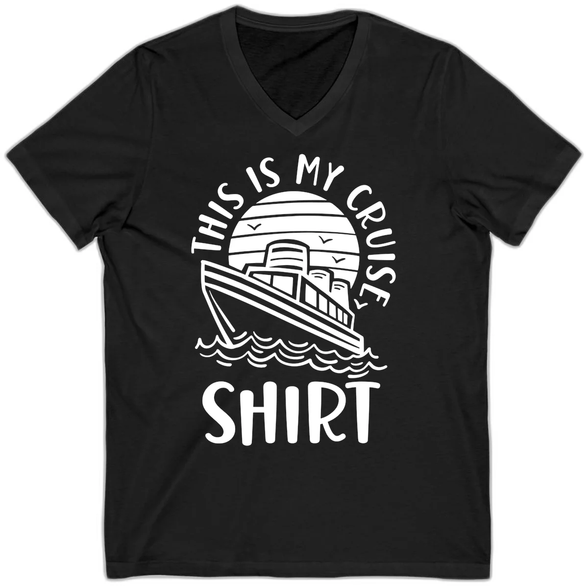 This Is My Cruise Ship V-Neck T-Shirt in Black