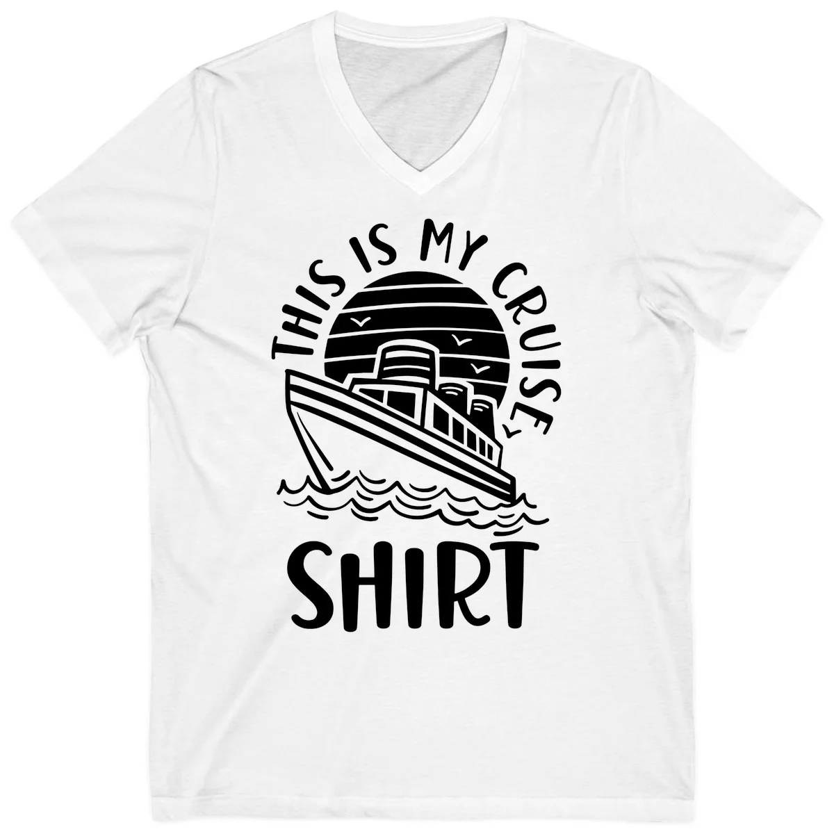 This Is My Cruise Ship V-Neck T-Shirt in White