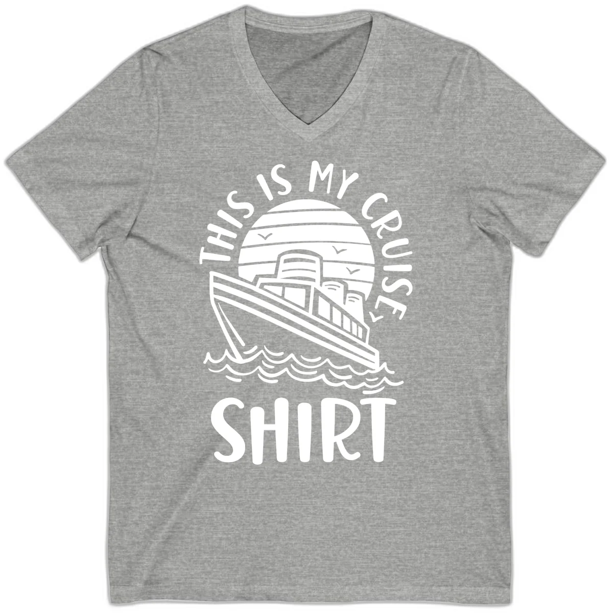 This Is My Cruise Ship V-Neck T-Shirt in Athletic Heather