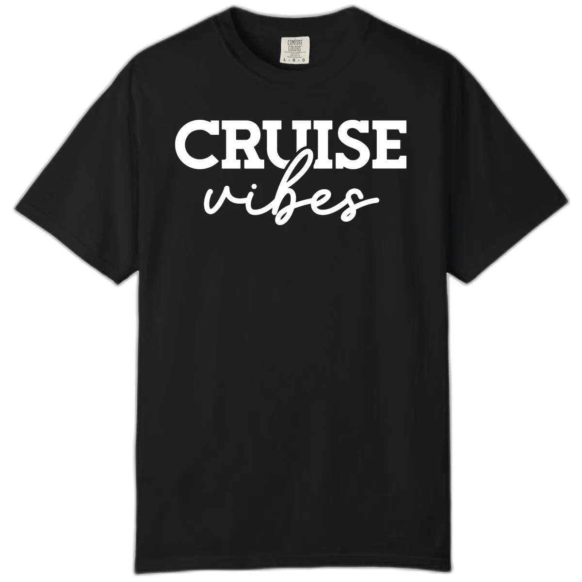 Cruise Vibes Script Comfort Color T-Shirt in Black