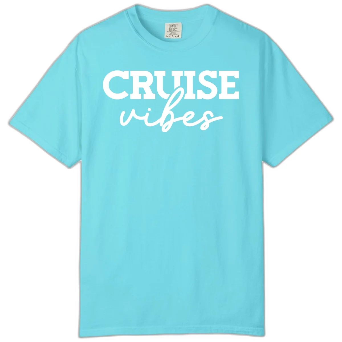 Cruise Vibes Script Comfort Color T-Shirt in Lagoon Blue