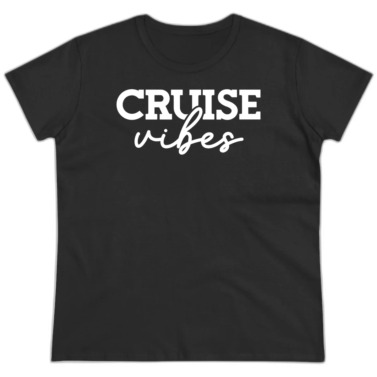 Cruise Vibes Script Ladies Tee in Black