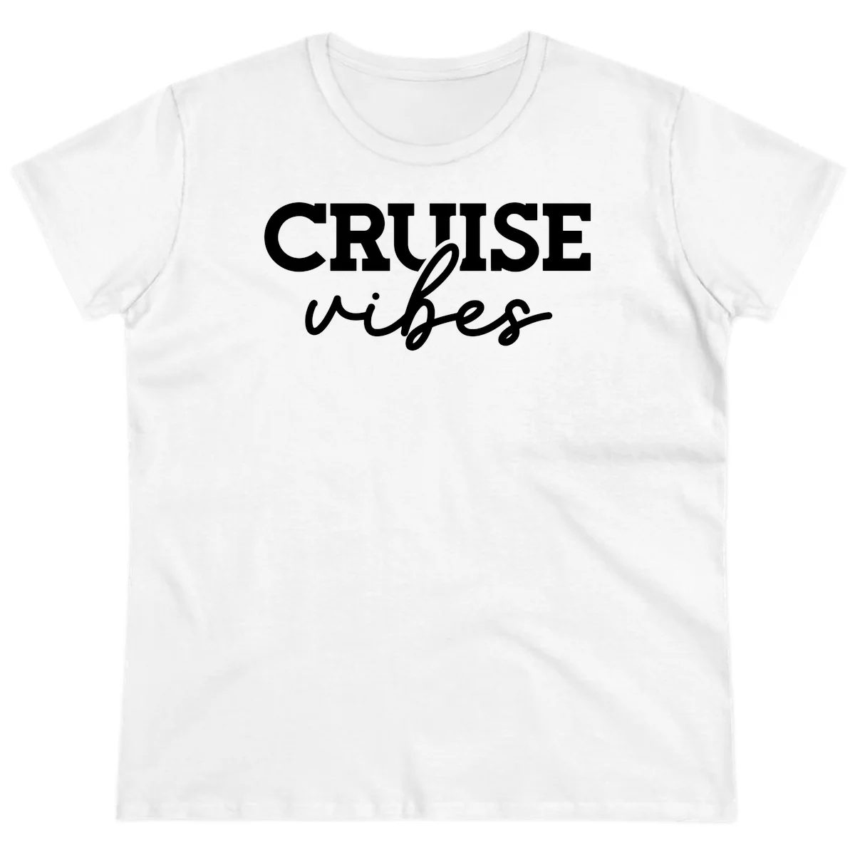 Cruise Vibes Script Ladies Tee in White