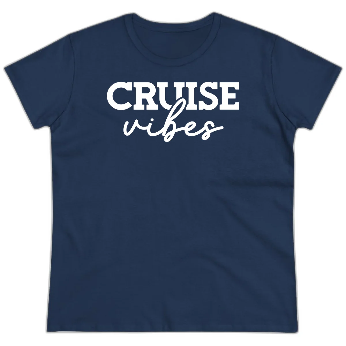 Cruise Vibes Script Ladies Tee in Navy