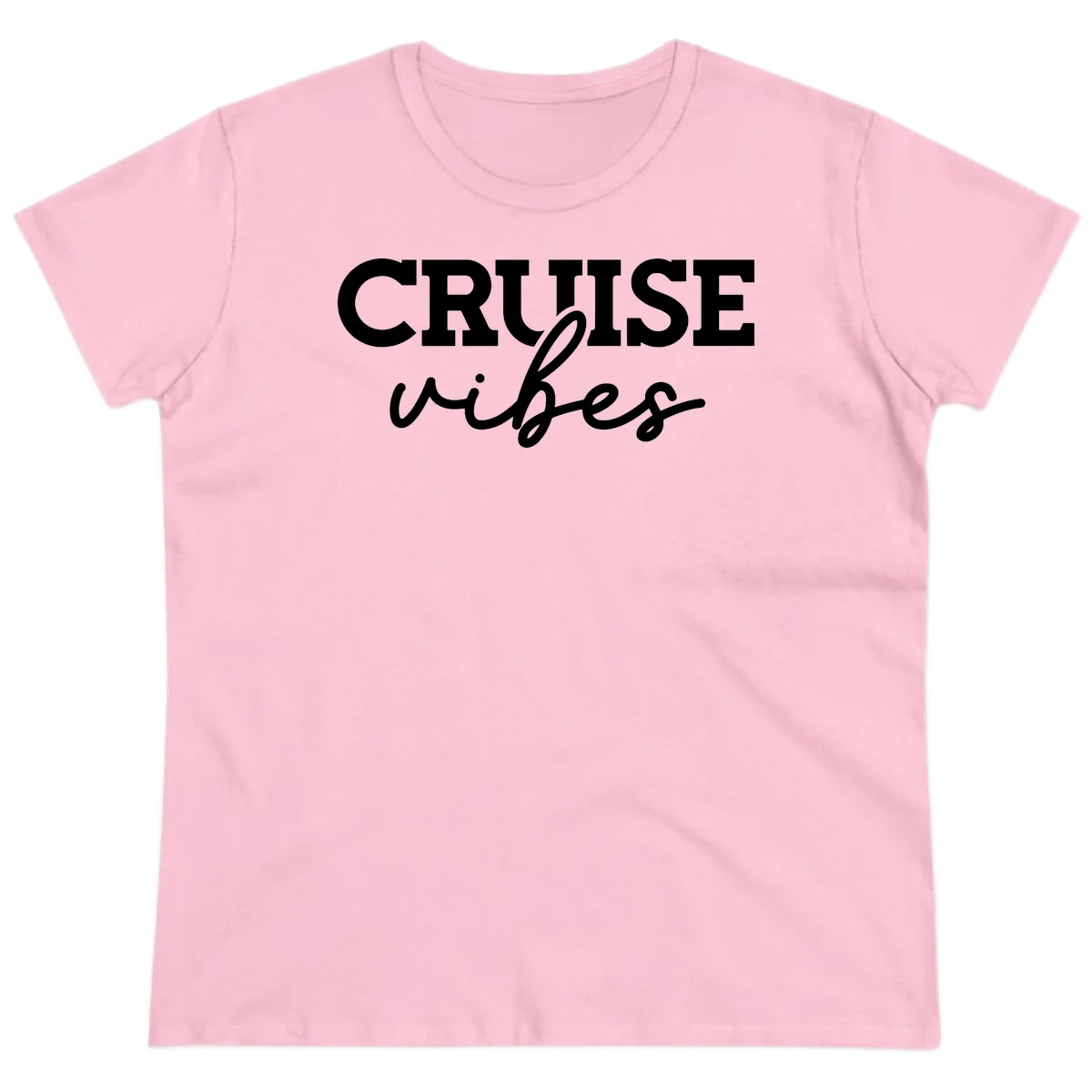 Cruise Vibes Script Ladies Tee in Light Pink