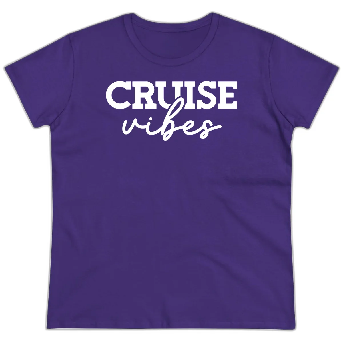 Cruise Vibes Script Ladies Tee in Purple