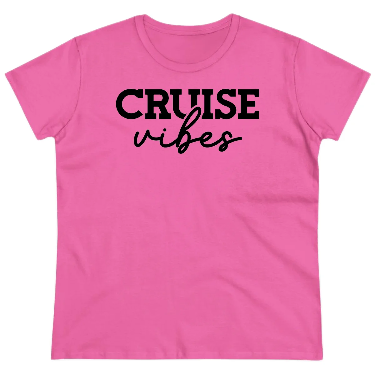 Cruise Vibes Script Ladies Tee in Azalea