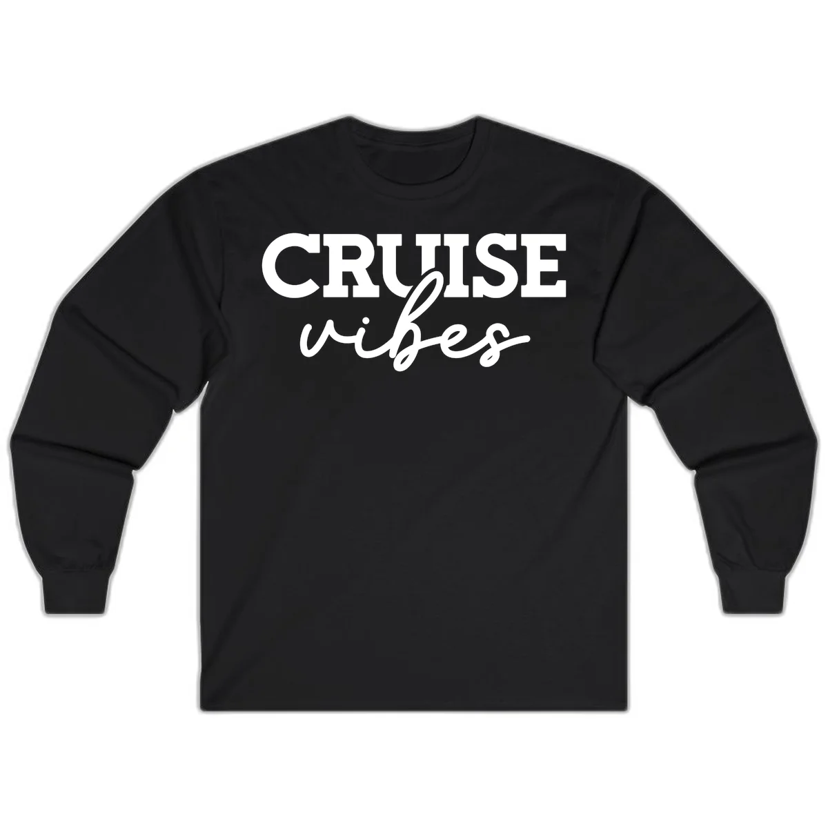 Cruise Vibes Script Long Sleeve Tee in Black
