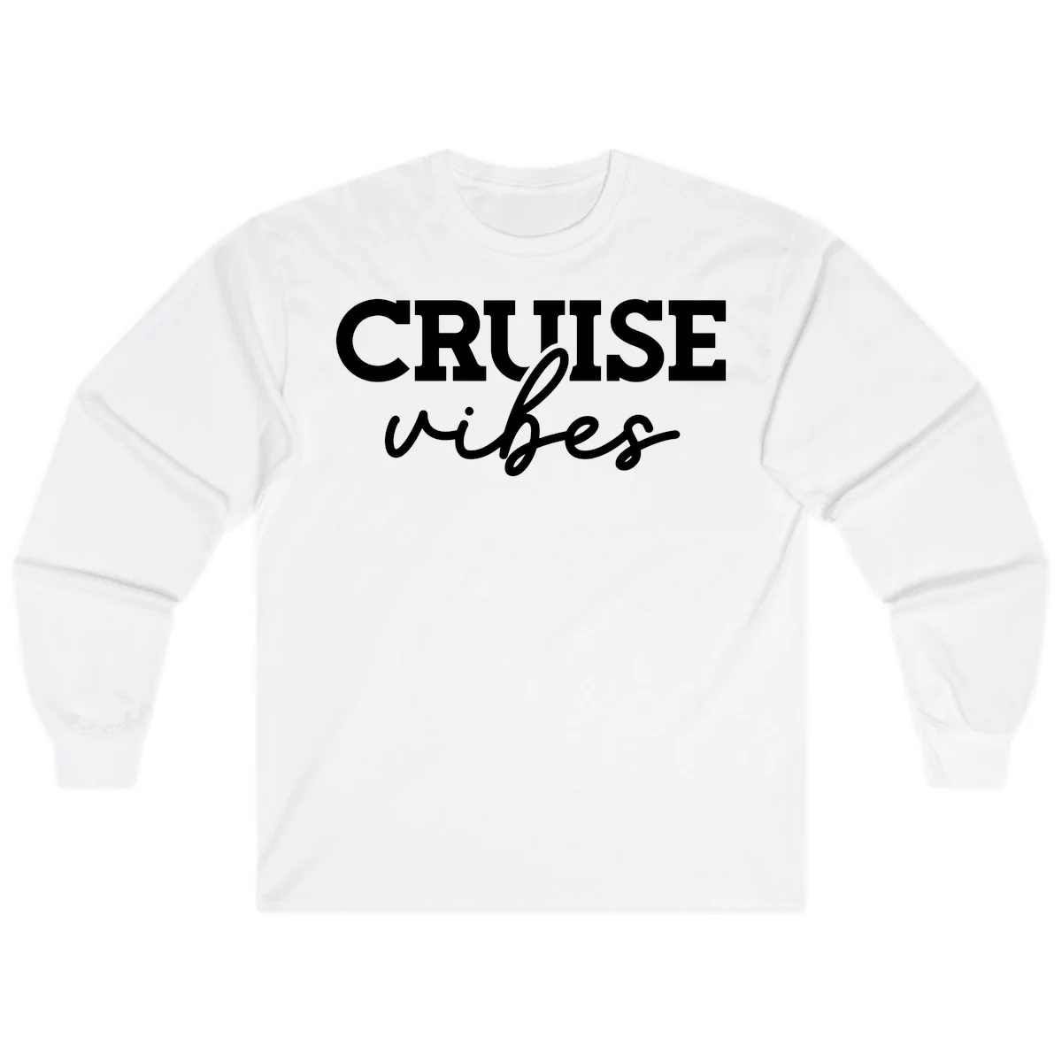 Cruise Vibes Script Long Sleeve Tee in White