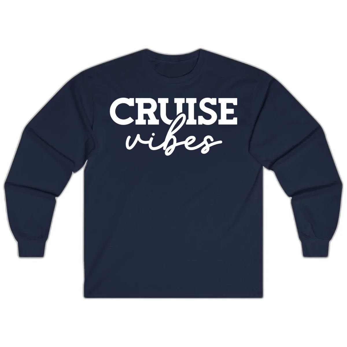 Cruise Vibes Script Long Sleeve Tee in Navy