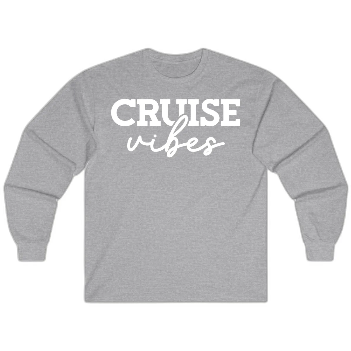 Cruise Vibes Script Long Sleeve Tee in Sport Grey