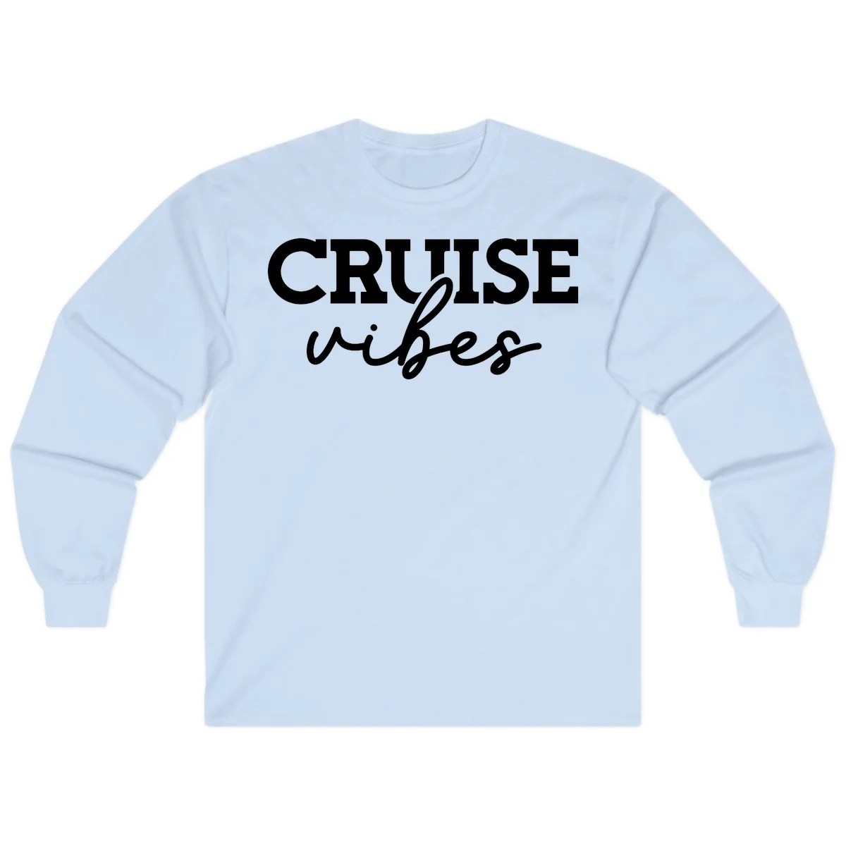 Cruise Vibes Script Long Sleeve Tee in Light Blue