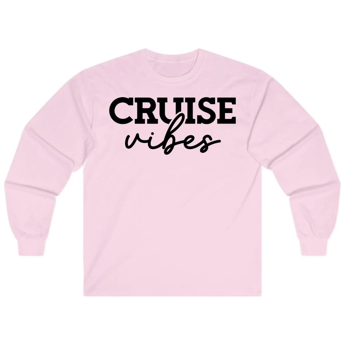 Cruise Vibes Script Long Sleeve Tee in Light Pink