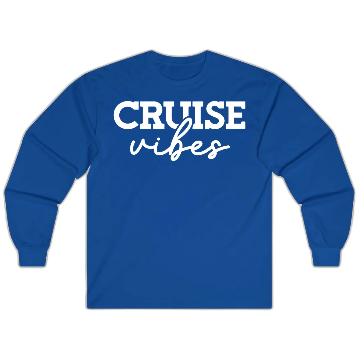 Cruise Vibes Script Long Sleeve Tee in Royal