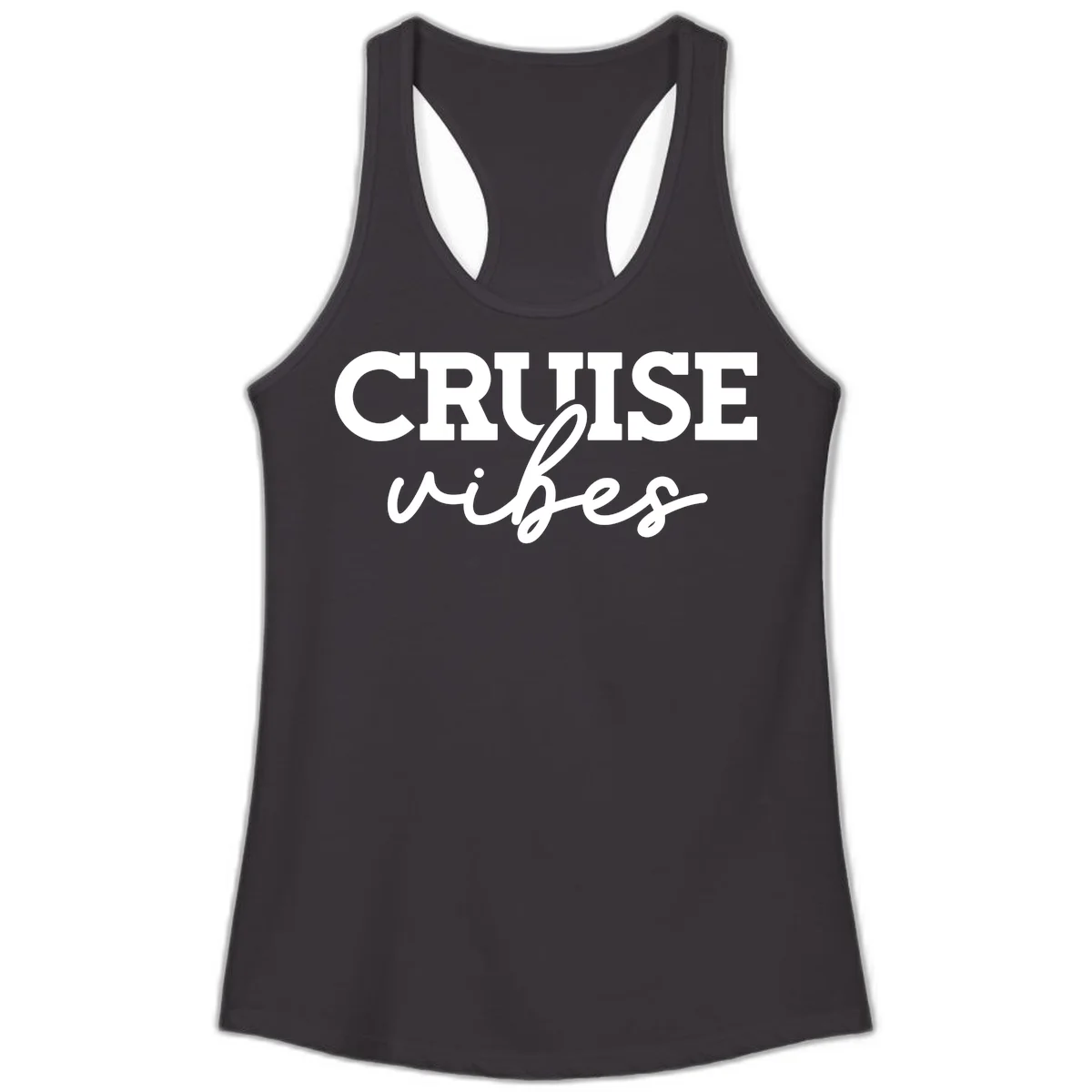 Cruise Vibes Script Ladies Tank Top in Black