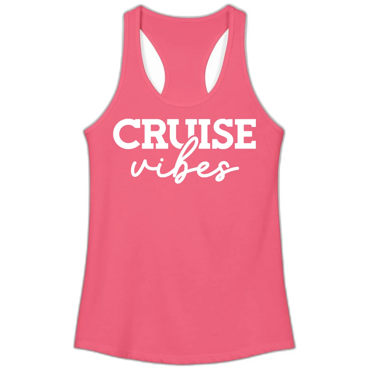 Cruise Vibes Script Ladies Tank Top in Hot Pink