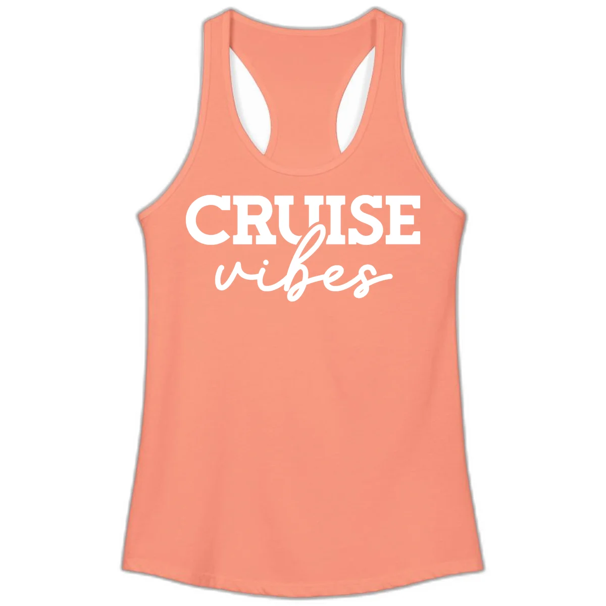 Cruise Vibes Script Ladies Tank Top in Solid Light Orange