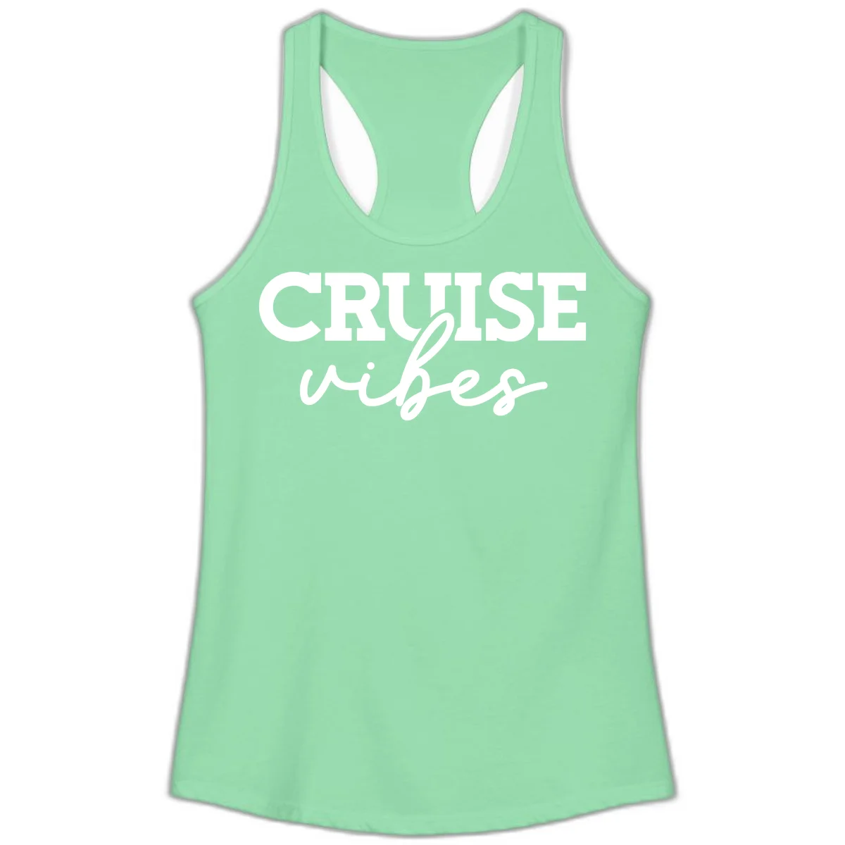 Cruise Vibes Script Ladies Tank Top in Solid Mint