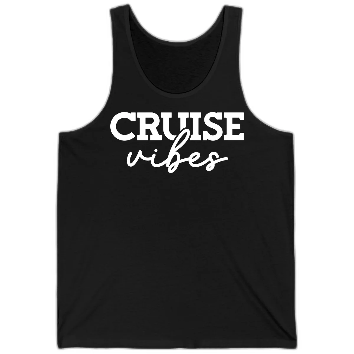 Cruise Vibes Script Tank Top in Black