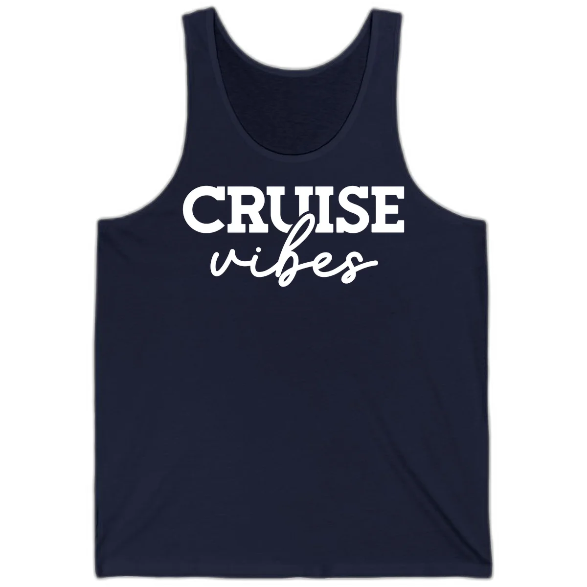 Cruise Vibes Script Tank Top in Navy