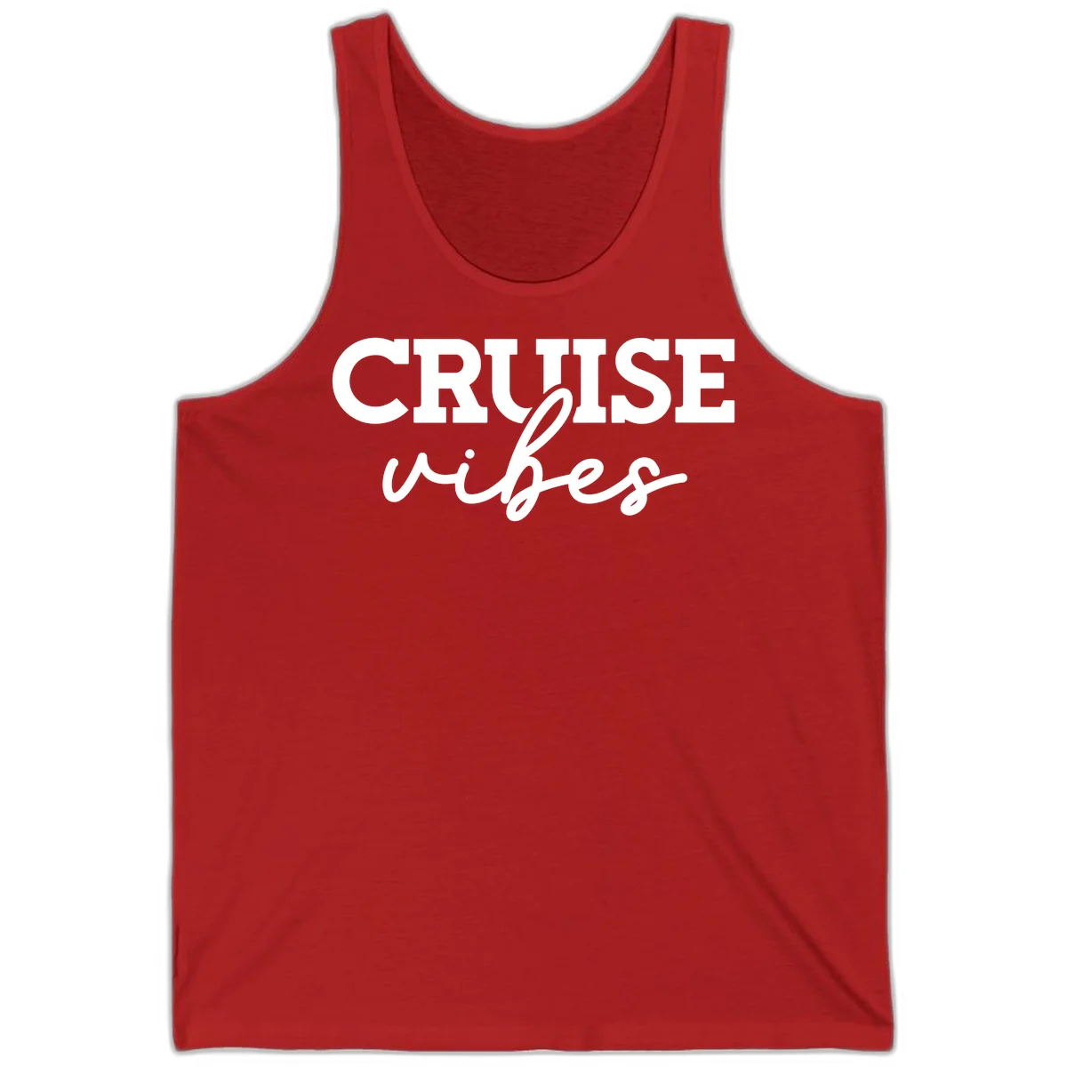 Cruise Vibes Script Tank Top in Red