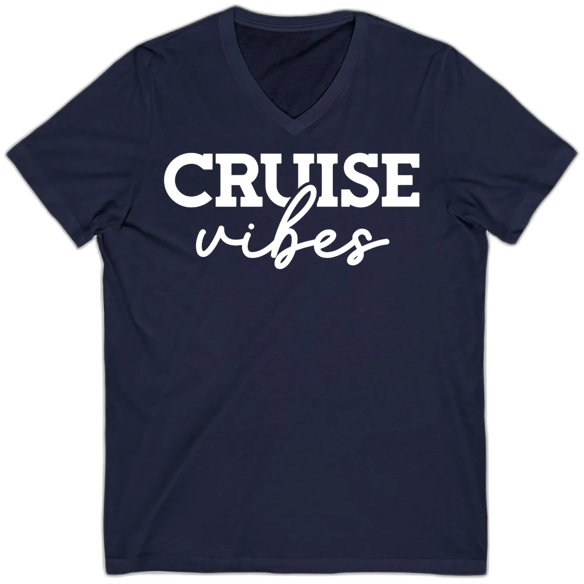 Cruise Vibes Script V-Neck T-Shirt in Navy