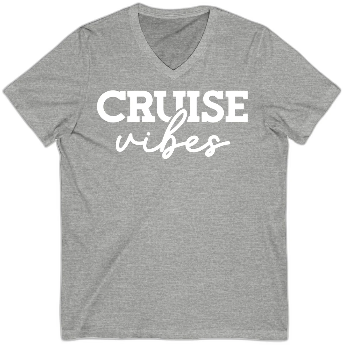 Cruise Vibes Script V-Neck T-Shirt in Athletic Heather
