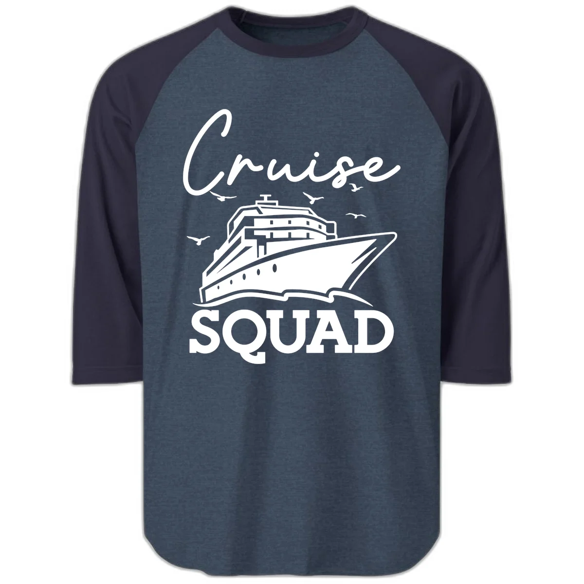 Cruise Squad Raglan 3/4 in Heather Denim Navy