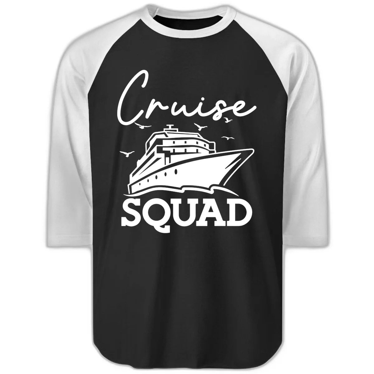 Cruise Squad Raglan 3/4 in Black White