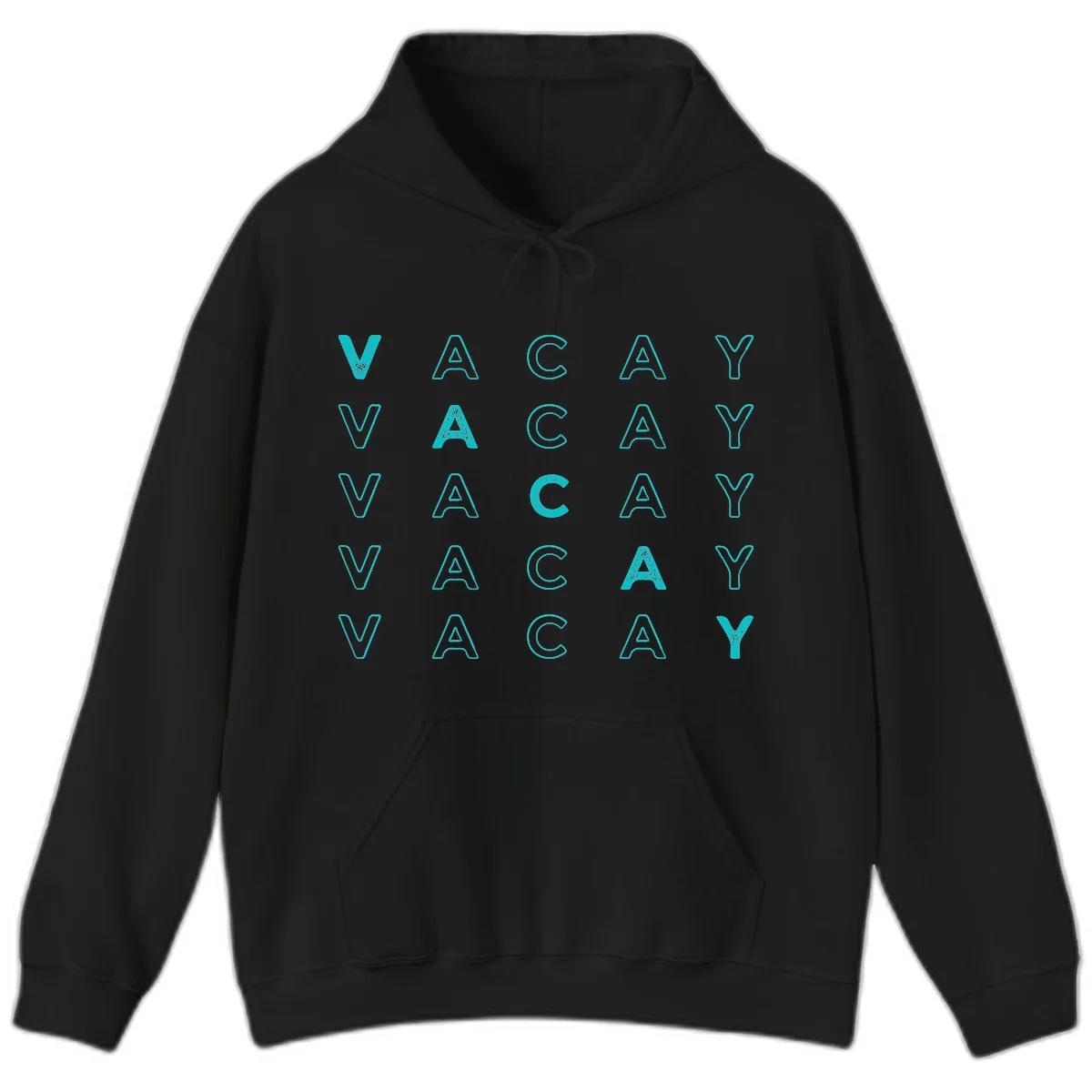 Vacay Repeat Pattern Hoodie in Black