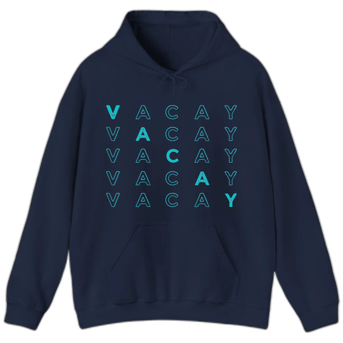 Vacay Repeat Pattern Hoodie in Navy
