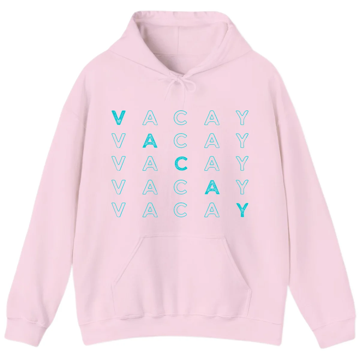 Vacay Repeat Pattern Hoodie in Light Pink