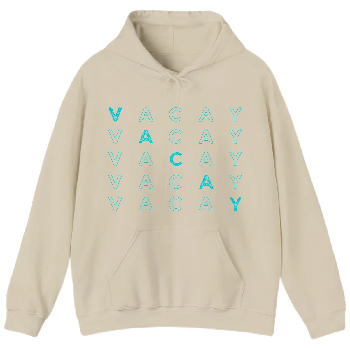 Vacay Repeat Pattern Hoodie in Sand