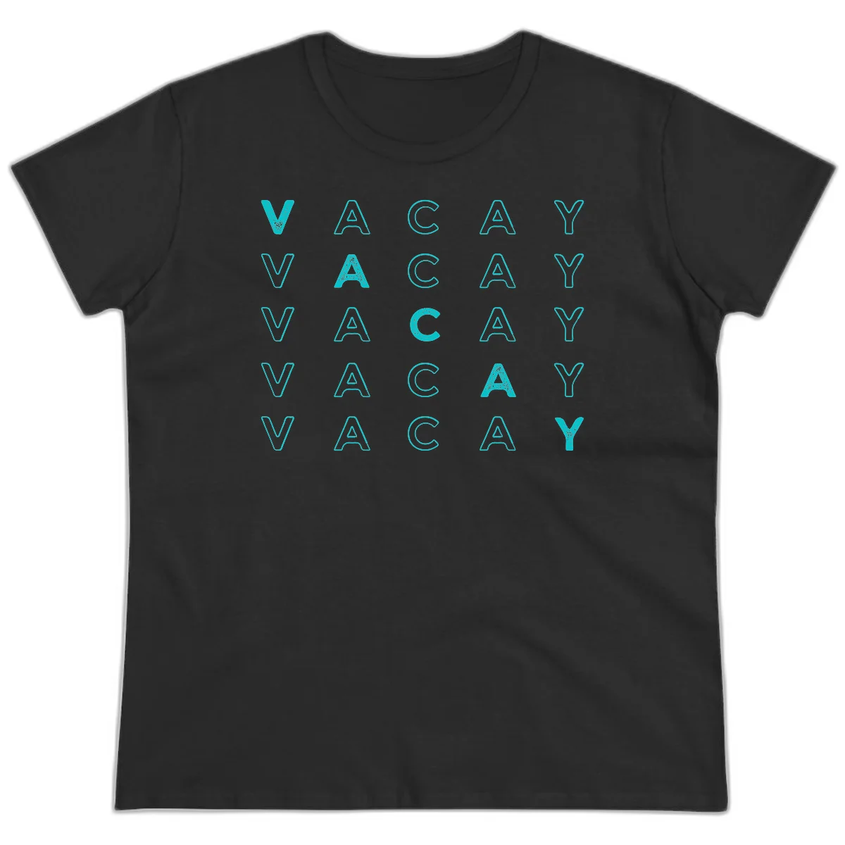 Vacay Repeat Pattern Ladies Tee in Black