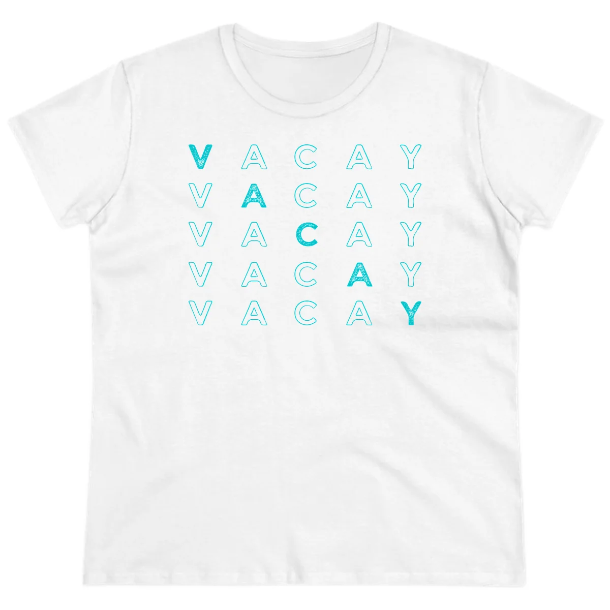 Vacay Repeat Pattern Ladies Tee in White