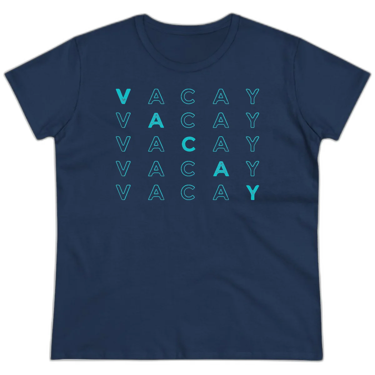 Vacay Repeat Pattern Ladies Tee in Navy