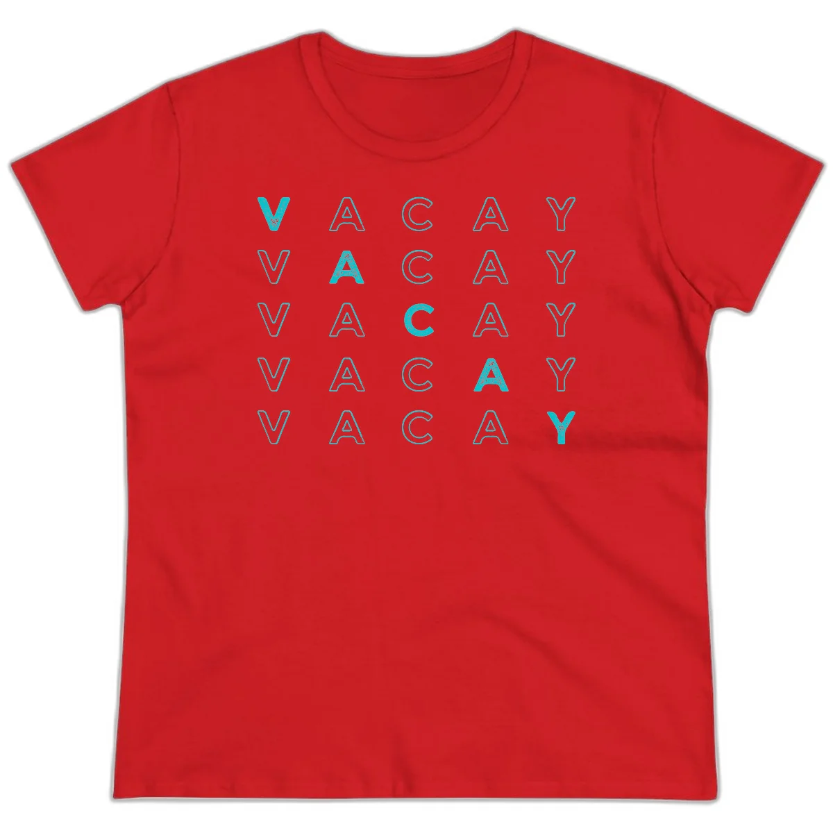 Vacay Repeat Pattern Ladies Tee in Red