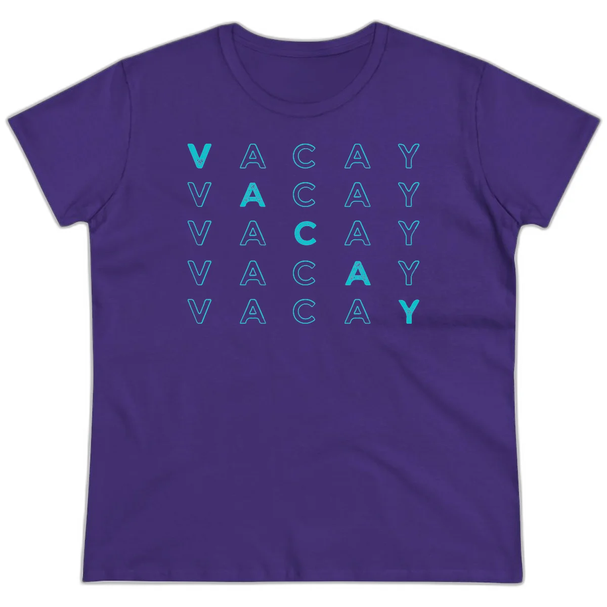 Vacay Repeat Pattern Ladies Tee in Purple