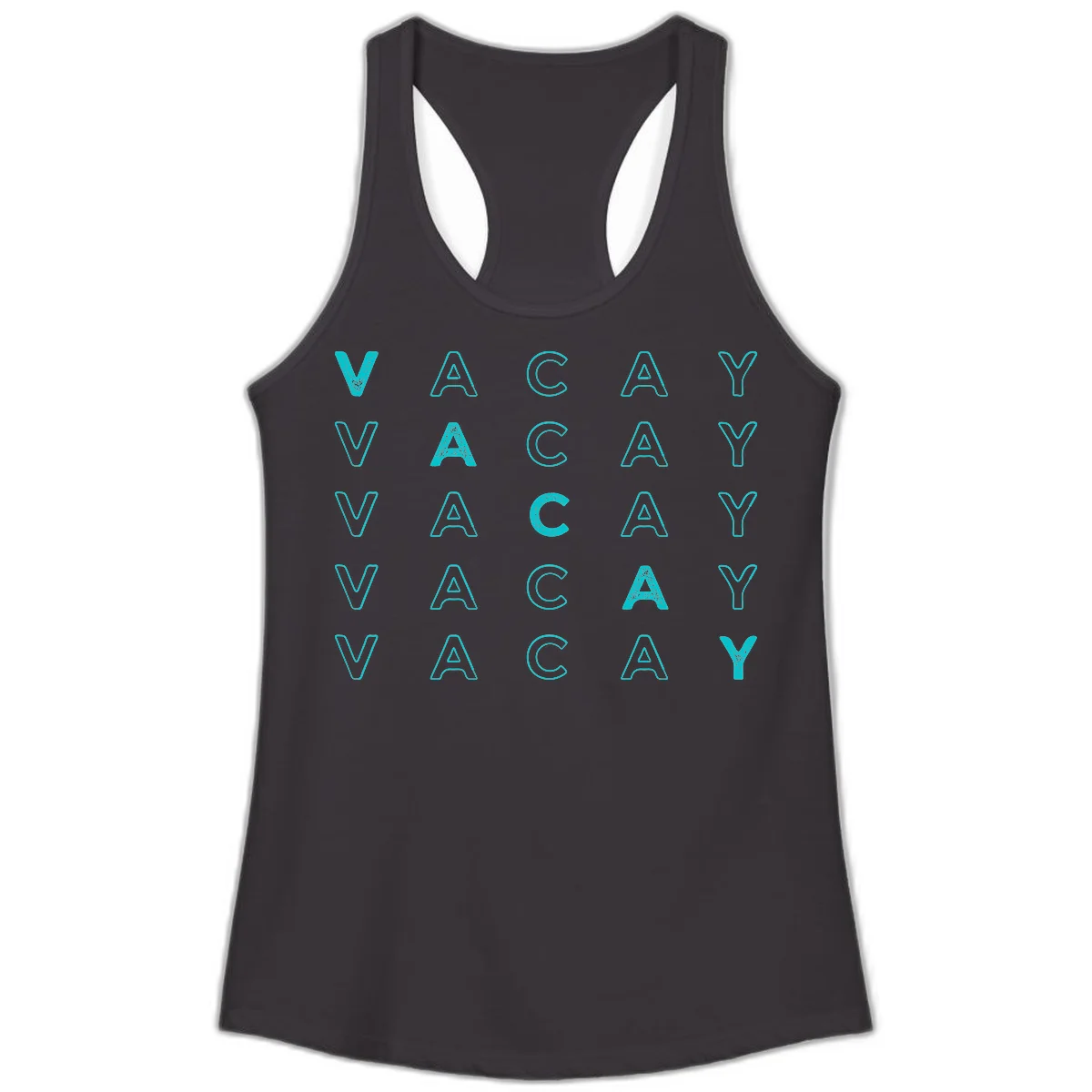 Vacay Repeat Pattern Ladies Tank in Black