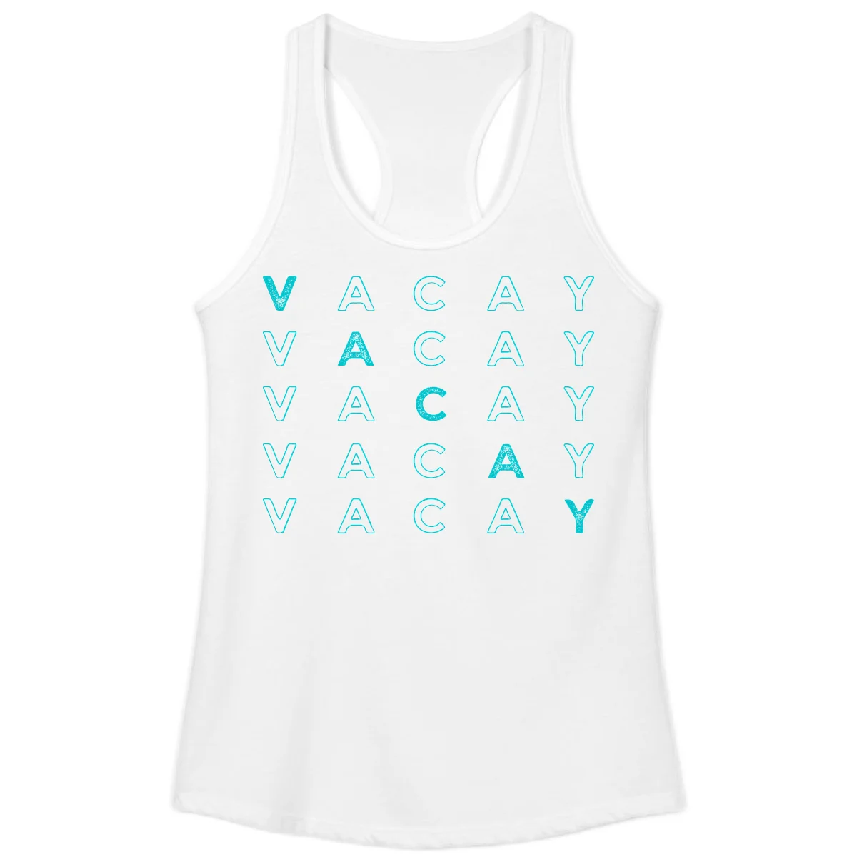 Vacay Repeat Pattern Ladies Tank in White
