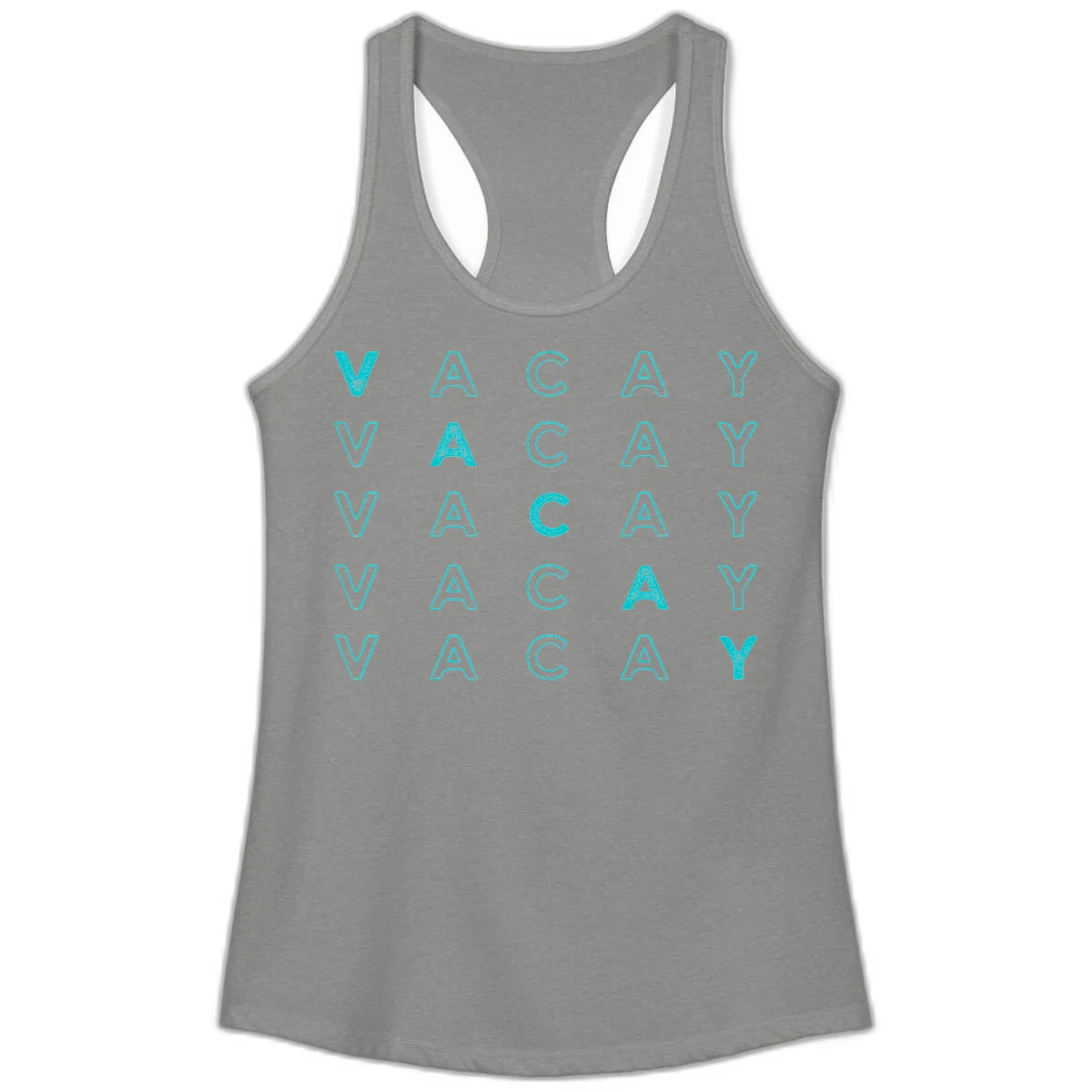 Vacay Repeat Pattern Ladies Tank in Heather Grey