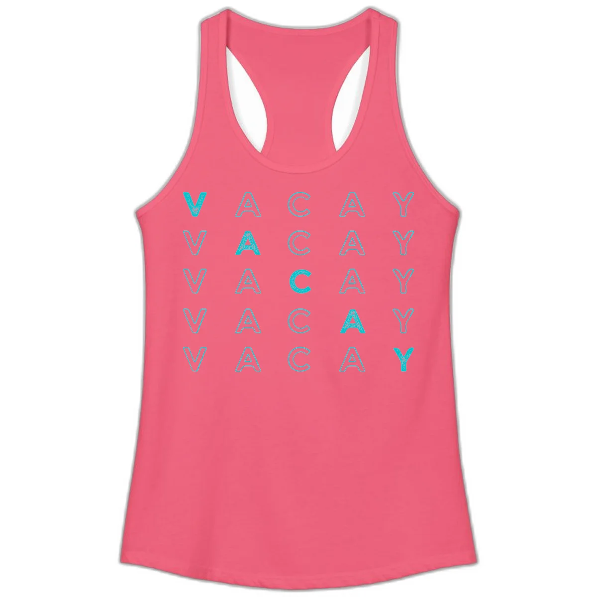 Vacay Repeat Pattern Ladies Tank in Hot Pink