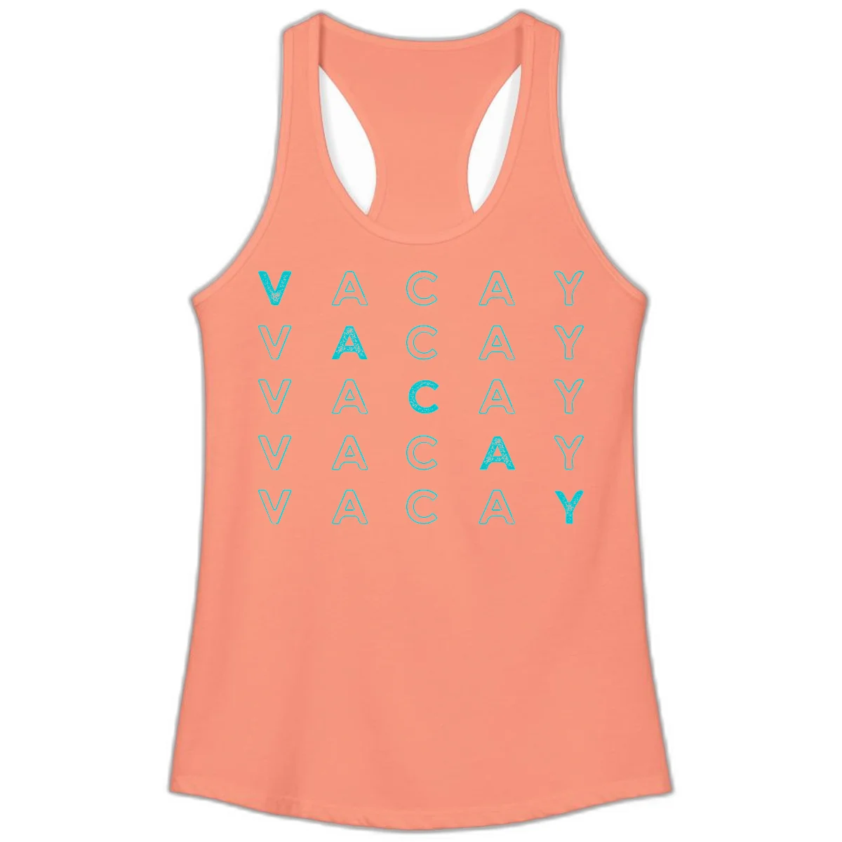 Vacay Repeat Pattern Ladies Tank in Solid Light Orange
