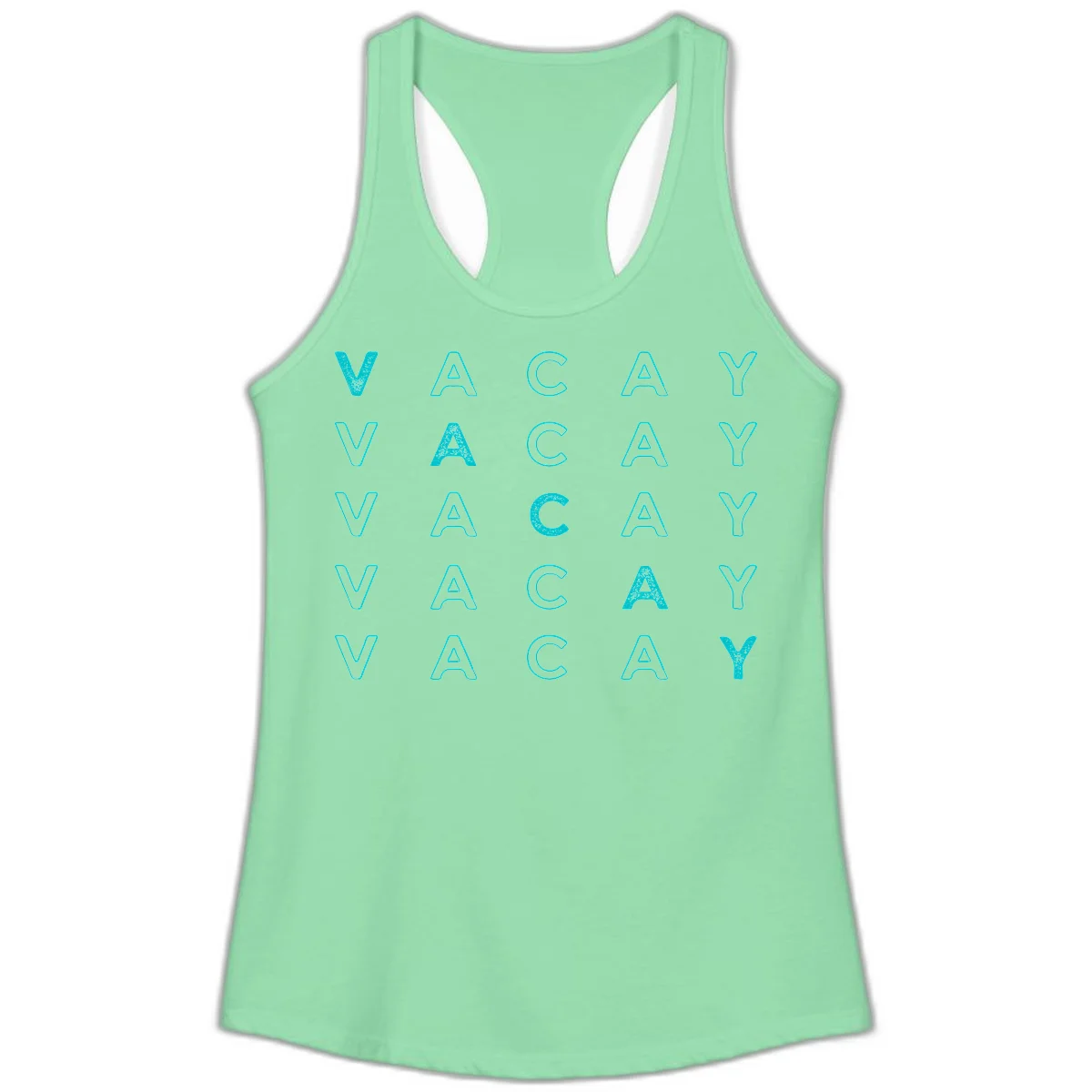 Vacay Repeat Pattern Ladies Tank in Solid Mint