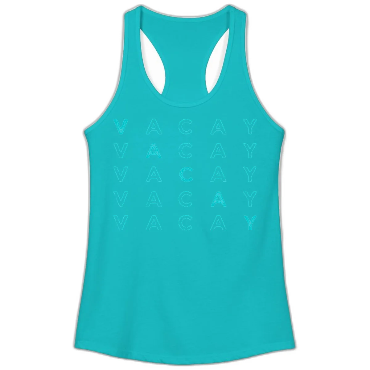 Vacay Repeat Pattern Ladies Tank in Tahiti Blue