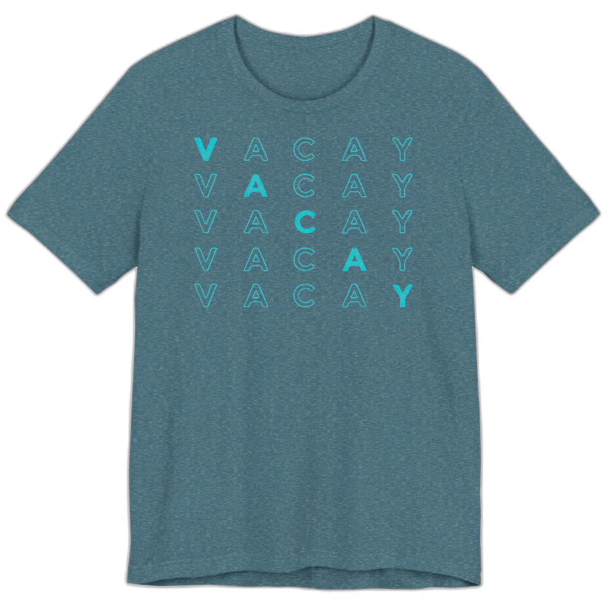 Vacay Repeat Pattern Premium T-Shirt in Heather Deep Teal