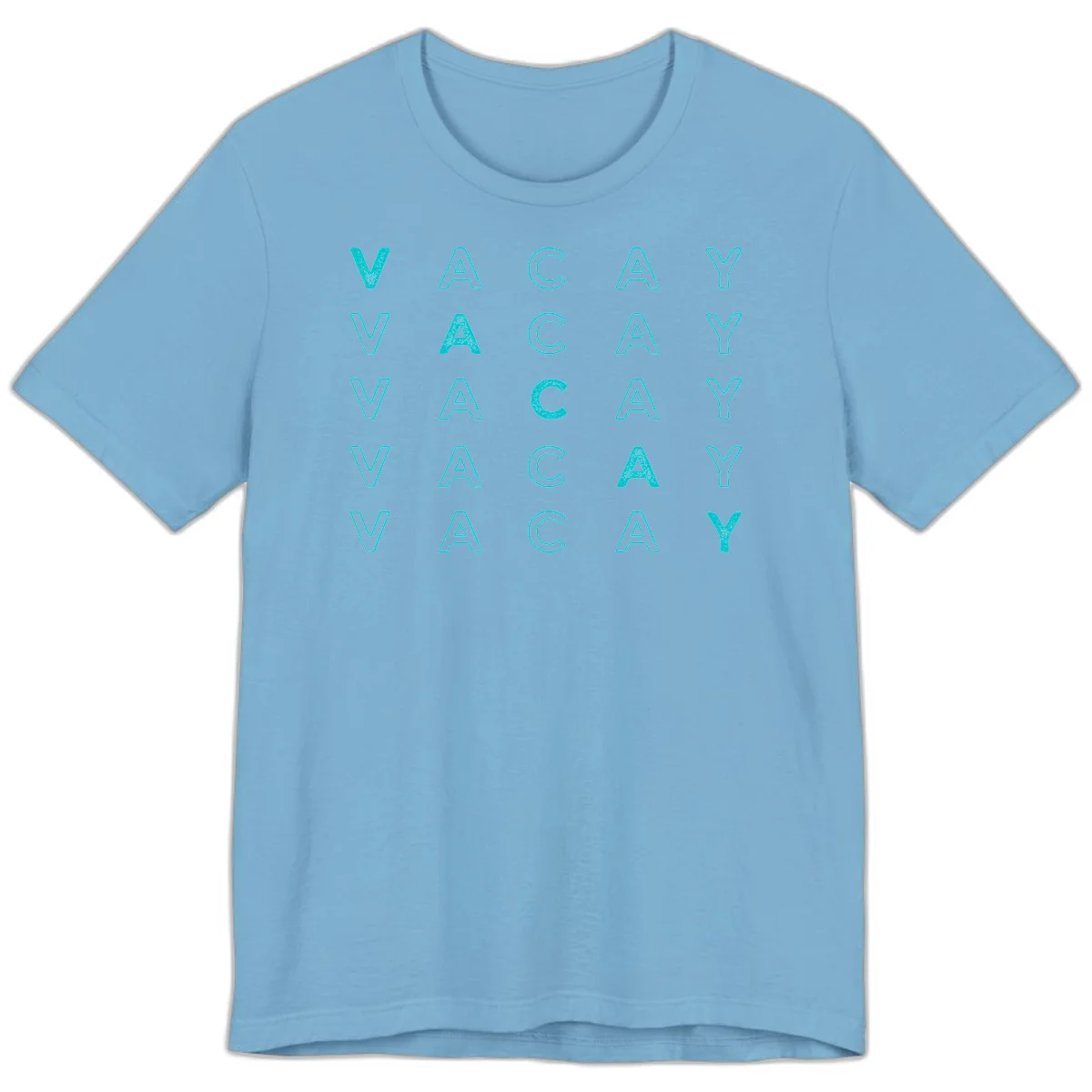 Vacay Repeat Pattern Premium T-Shirt in Ocean Blue