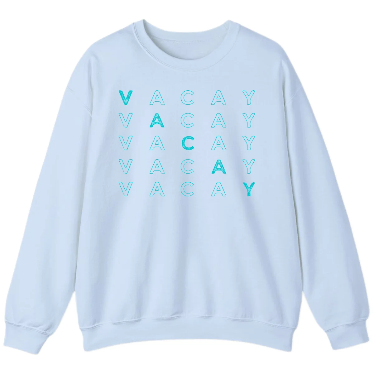 Vacay Repeat Pattern Sweatshirt in Light Blue