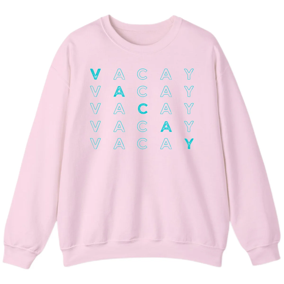 Vacay Repeat Pattern Sweatshirt in Light Pink